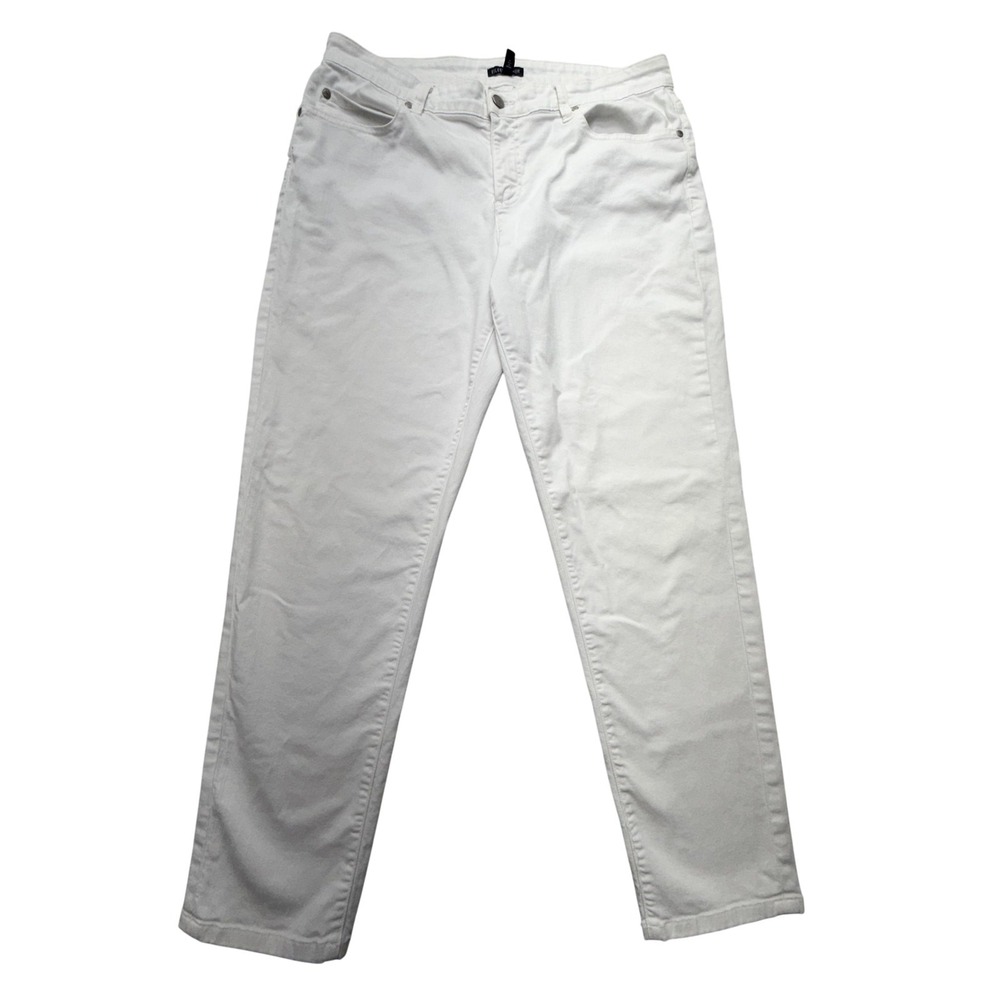 Eileen Fisher Jeans Womens 32x27.5 White High Rise Straight Stretch Denim Tag 12